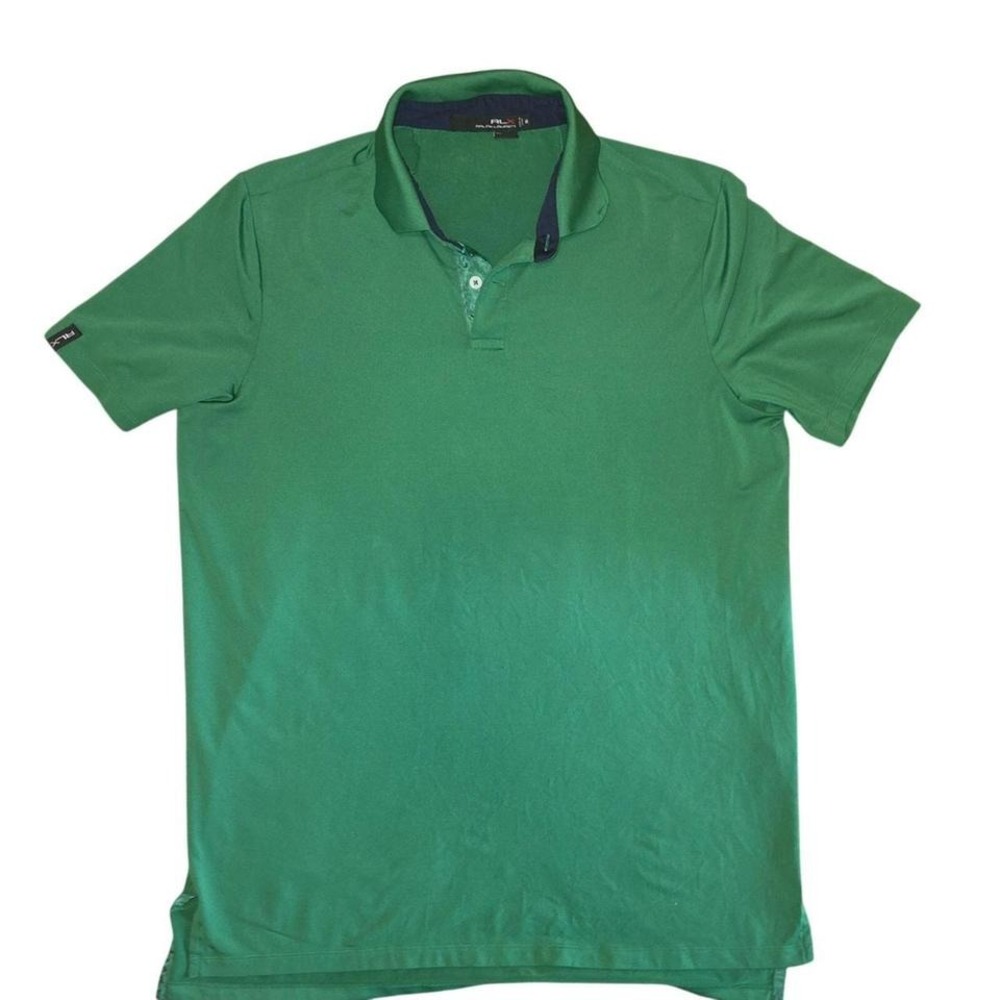 Ralph Lauren RLX Green Moisture Wicking Polo Shirt with Classic Collar Sz Mens M